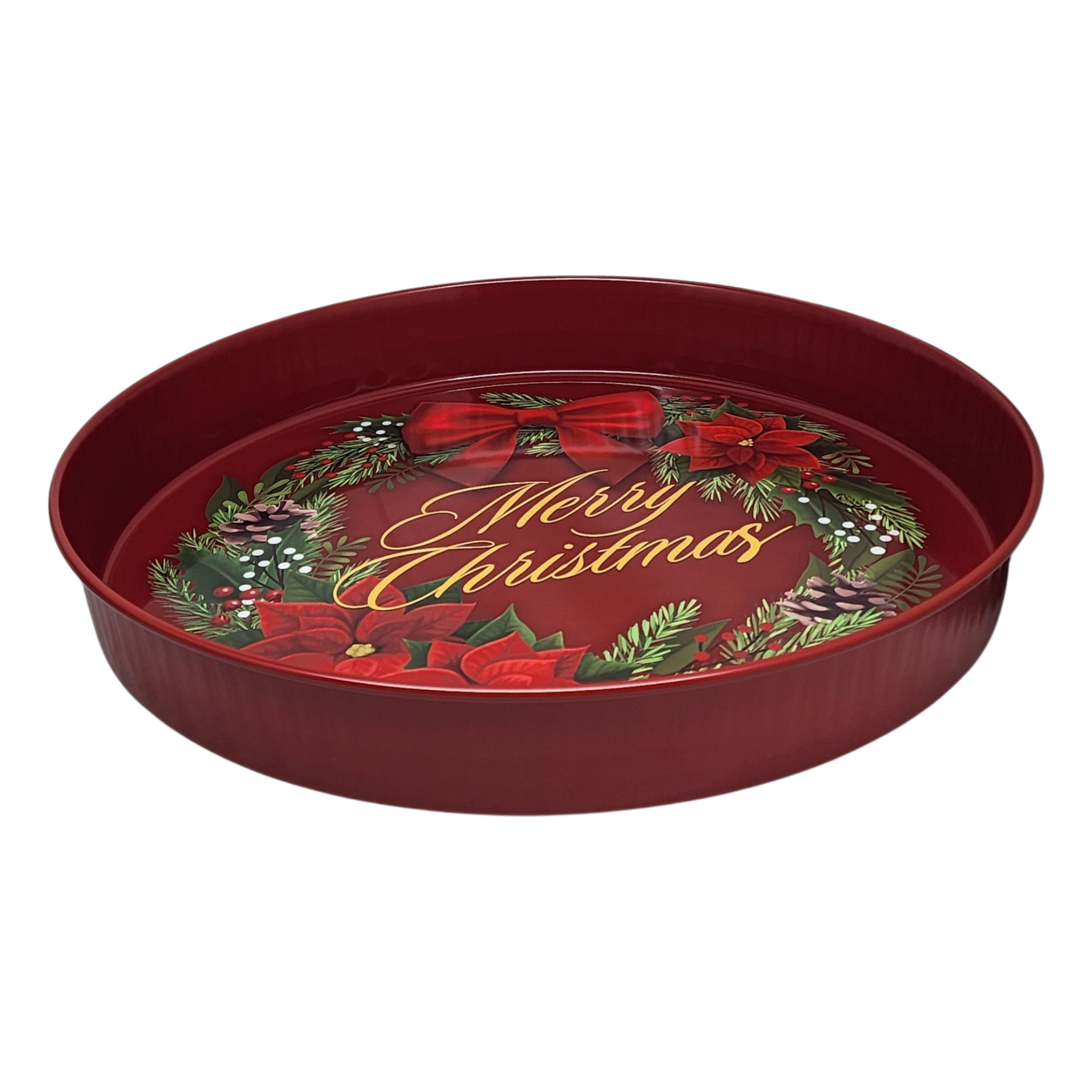 Grand plateau rond et profond de 34 cm (13,5 pouces) - Joyeux Noël