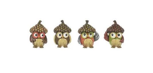 Little Wise Owl Worry Stone pocket grounding charms, four colorful owls in a row on Tampa Home & Garden Store