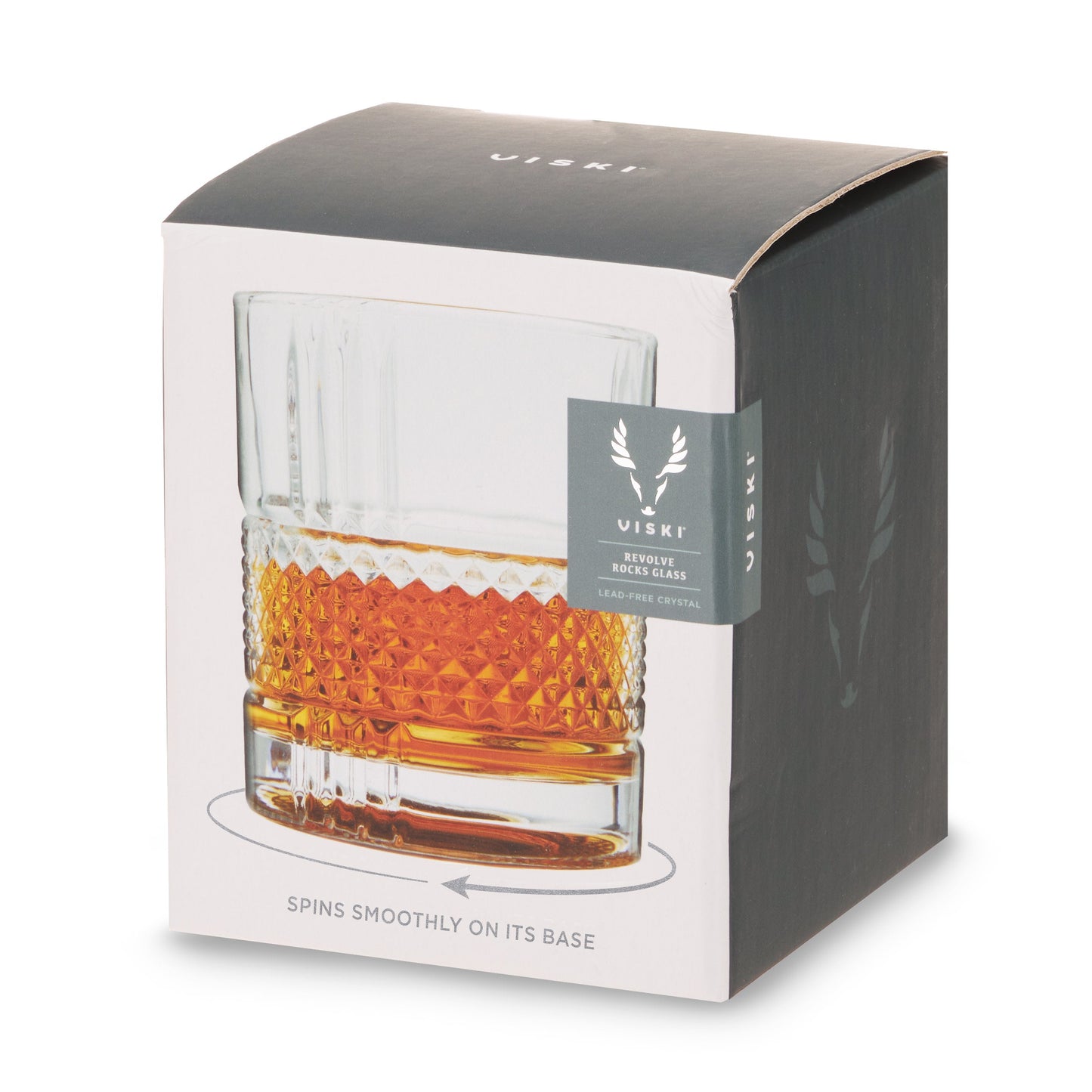 Rotating crystal whiskey rocks glass for the home