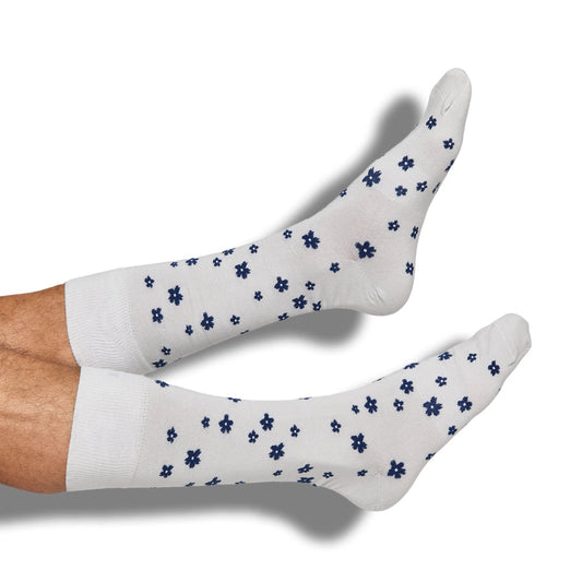 Drew Classic Navy and Gray Micro Floral Socks
