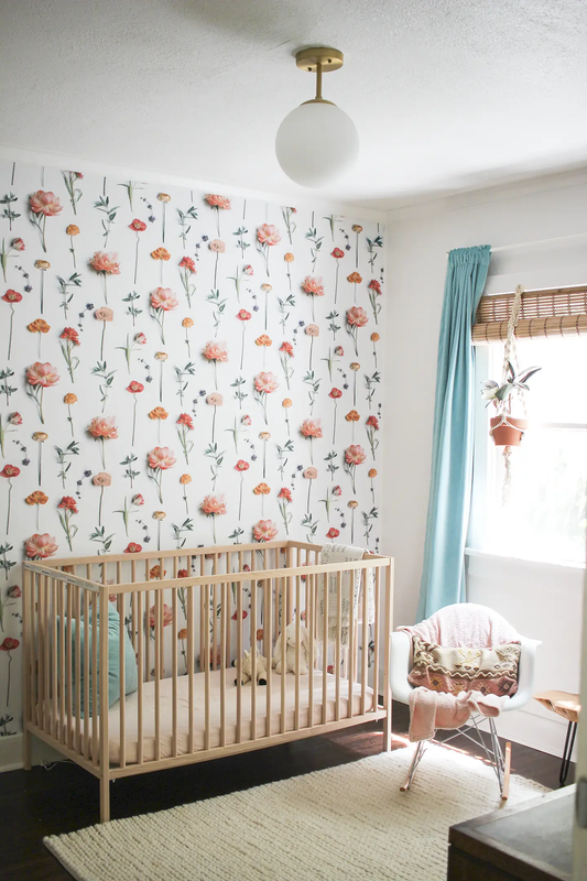 Fresh to Death Wallpaper floral autumn pattern with pink blossoms on white background on Tampa Home & Garden Store