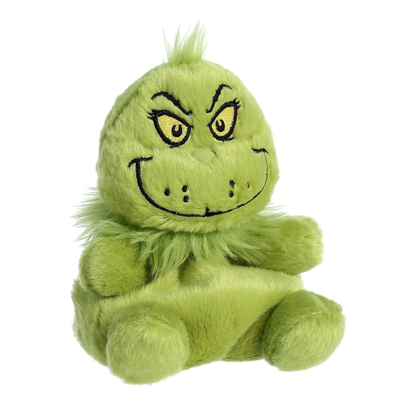 Dr Seuss Grinch Palm Pal plush, lime-green fuzzy with embroidered eyes on Tampa Home & Garden Store