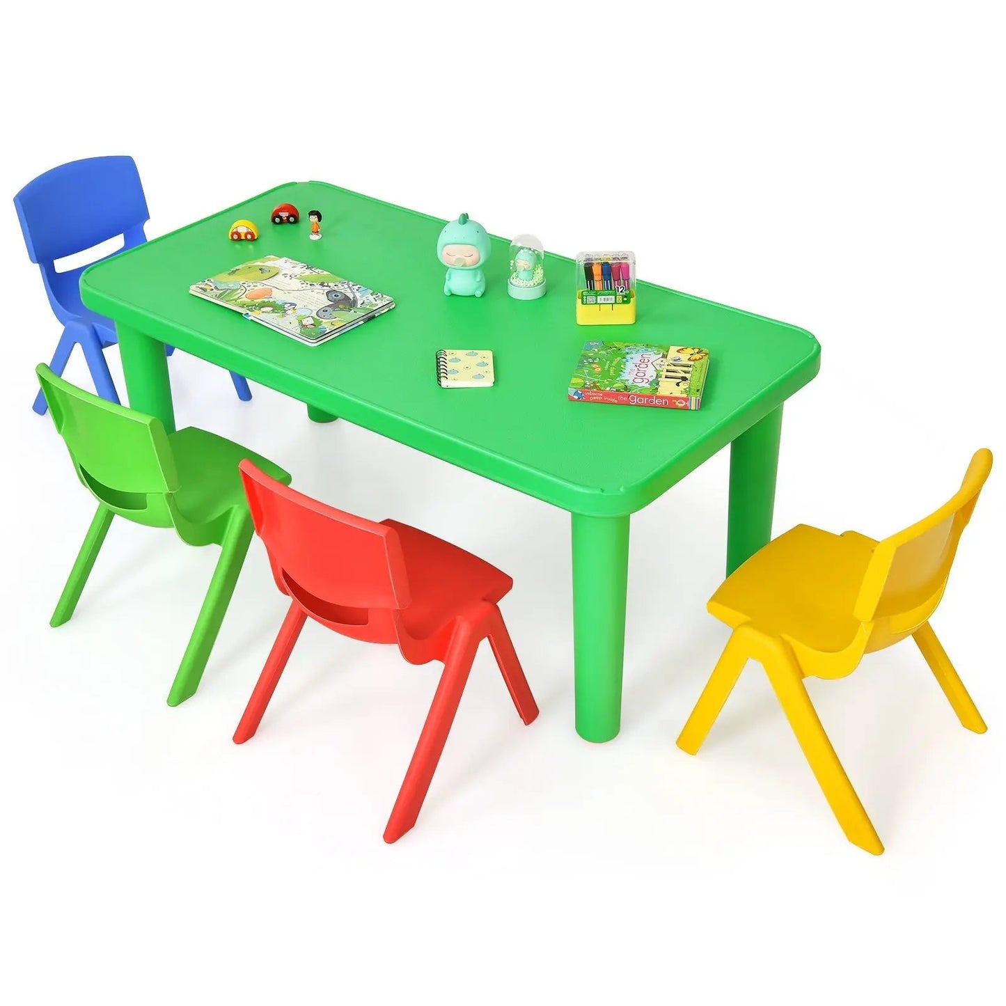 Kids Colorful Plastic Table and 4 Chairs Set - Tampa Home & Garden Store