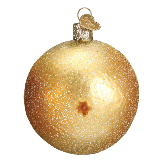 Grapefruit glass ornament with gold glitter finish by The Country Christmas Loft on Tampa Home & Garden Store