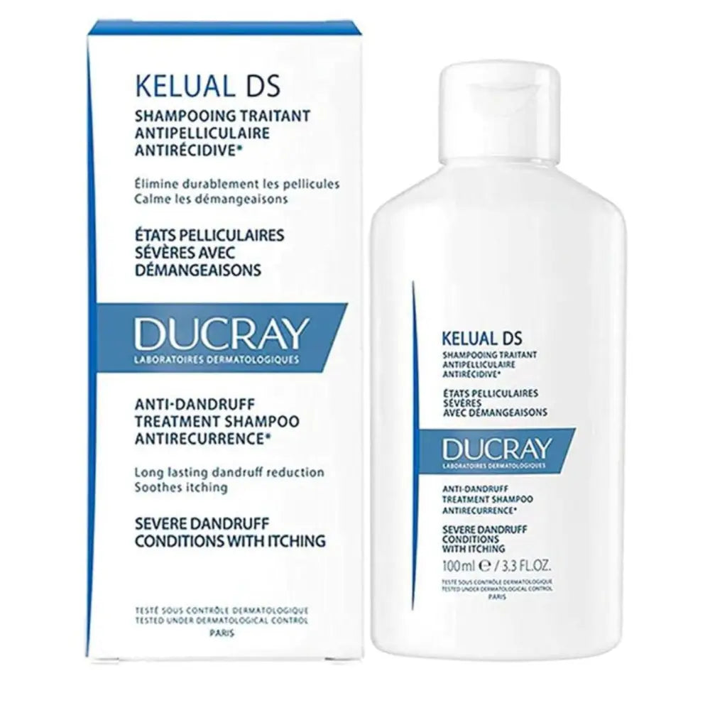 Ducray Kelual DS anti-dandruff treatment shampoo bottle and box, 100 ml, Beauty Care Bag on Tampa Home & Garden Store