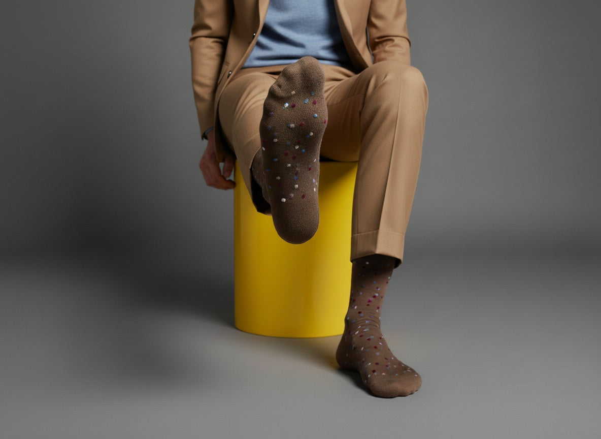 Premium Duncan Brown Micro Dot Socks for Men