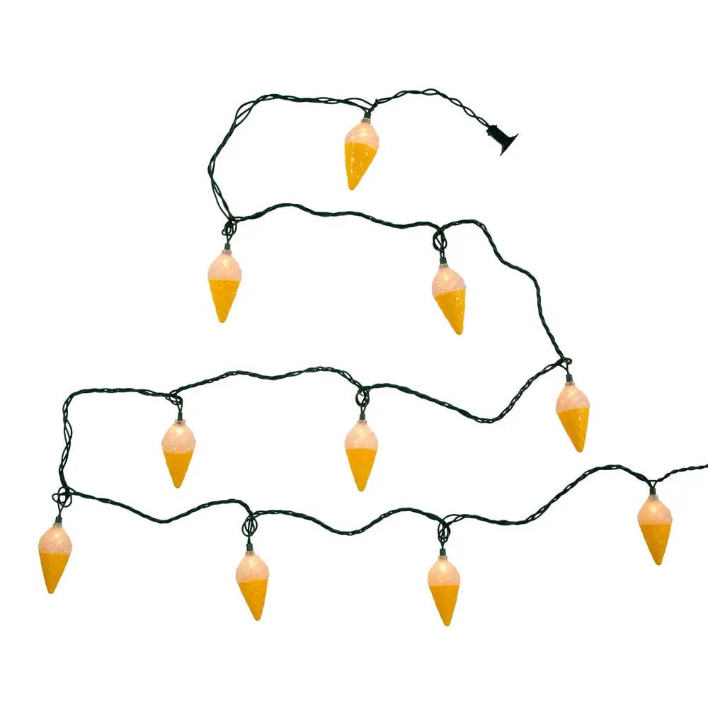 Ice Cream Cone Light Set, 10 orange cone bulbs on green wire on Tampa Home & Garden Store