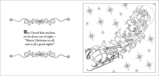 The Night Before Christmas Coloring Book Classic edition two-page spread with Santa on Tampa Home & Garden Store