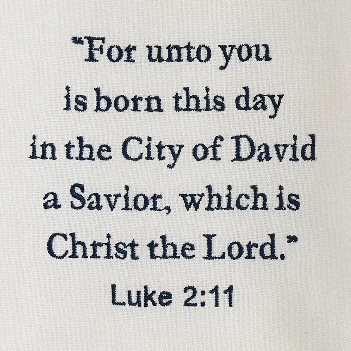 Away in the Manger dishtowel white cotton with Luke 2:11 scripture Country Christmas Loft on Tampa Home & Garden Store