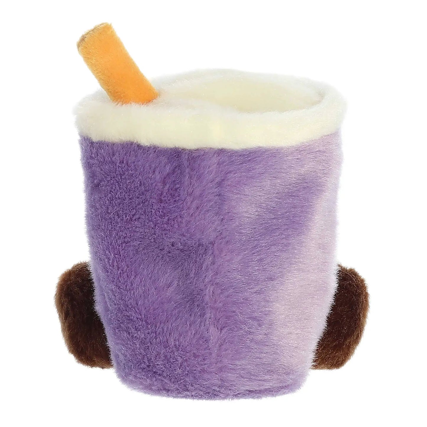 Tart Taro Boba Palm Pal plush toy cup with purple body, white foam rim and orange straw on Tampa Home & Garden Store