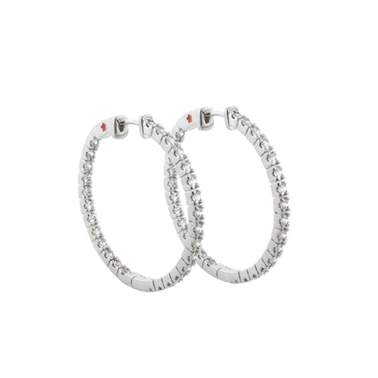 Glamour Pave Earrings slim inside-out hoops, silver-tone pavé crystals, 2 hoops, Lauren G Adams on Tampa Home & Garden Store
