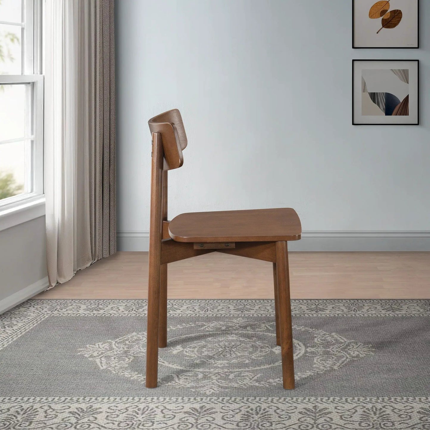Elegant Walnut Dining Chair Set of 2 Mid Century