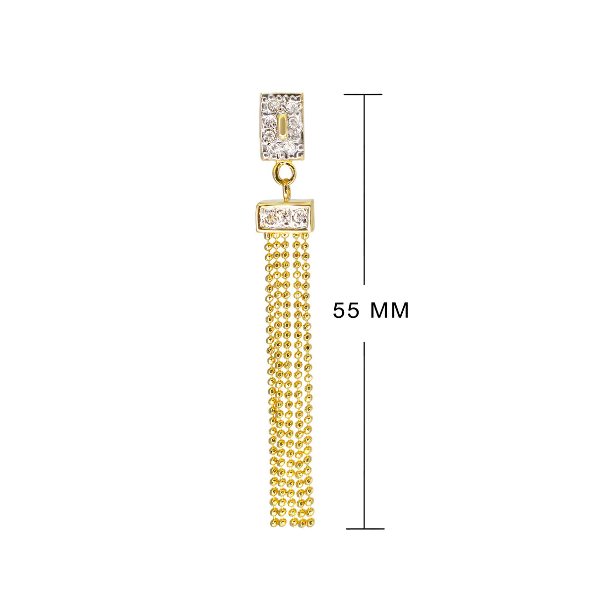 Lauren G Adams tassel earrings gold-tone with crystal-rectangle top and cascading bead tassels 55 mm on Tampa Home & Garden Store