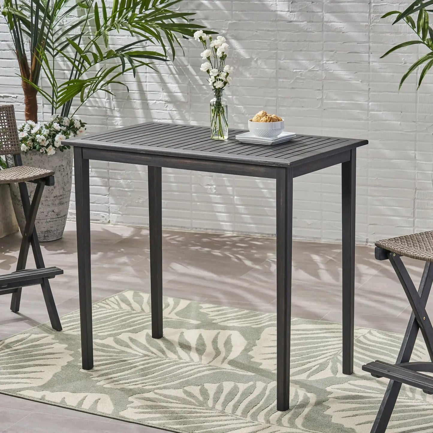 Minimalist Acacia Rectangle and Patio Bar Table