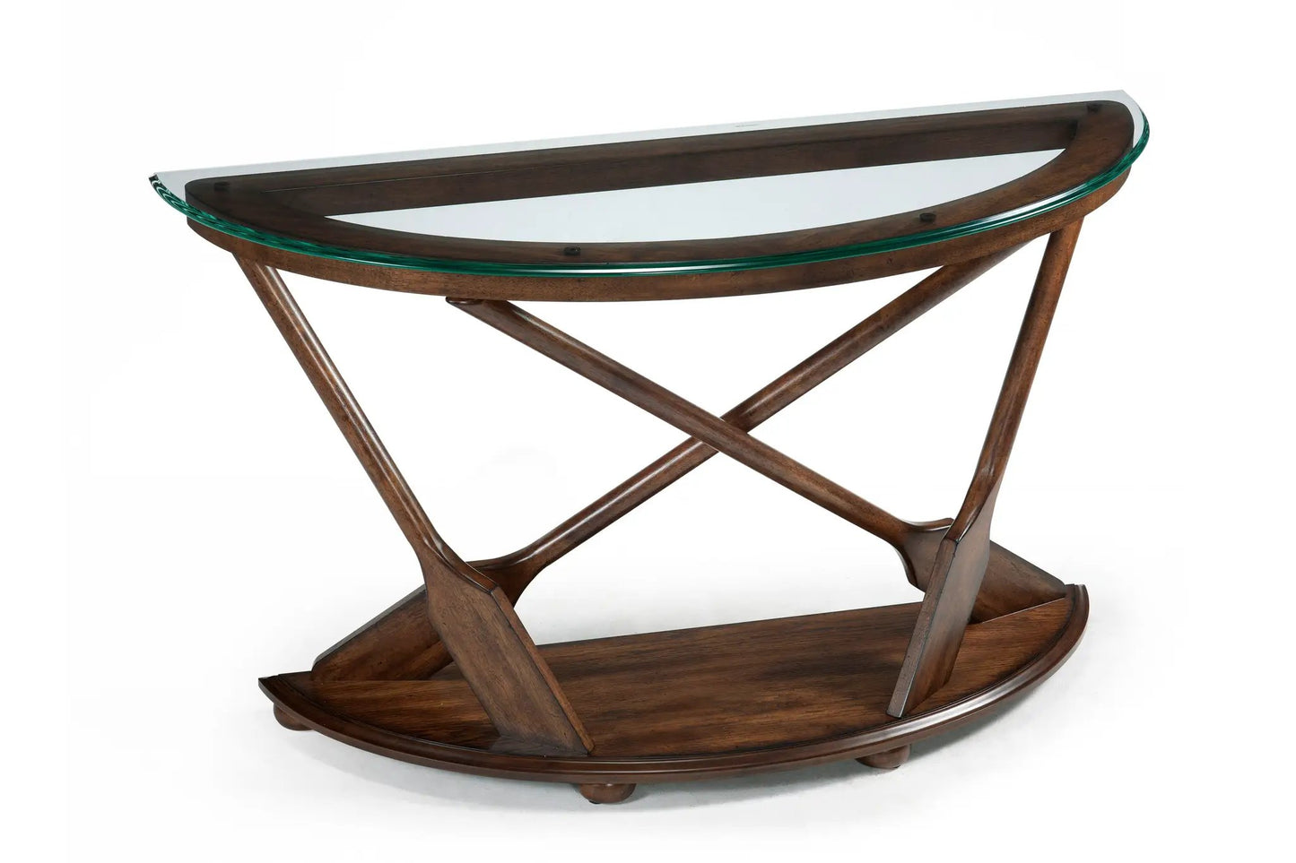 Beaufort sofa table with glass top and dark oak wood base by Unique Piece Furniture on Tampa Home & Garden Store