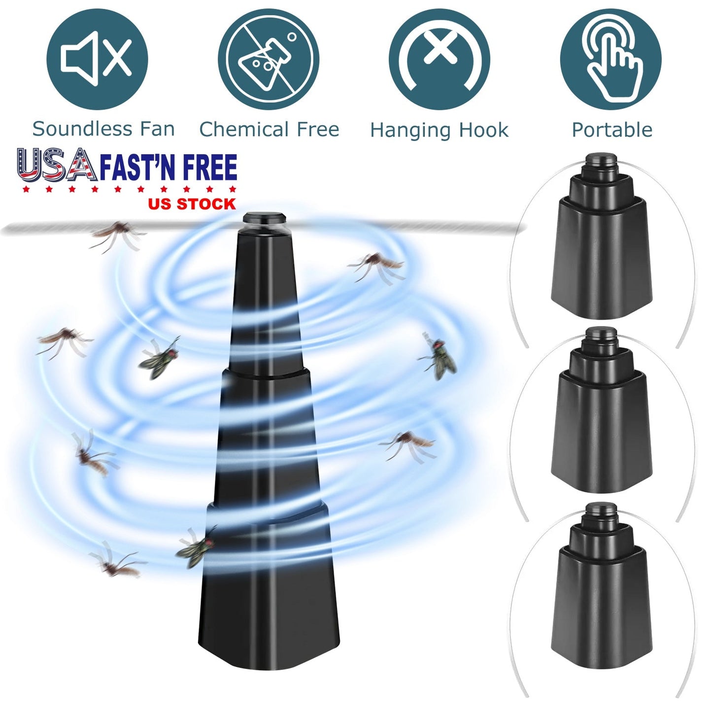 GemGear 4-pack table-top battery-powered fly repellent fans for party BBQ camping portable on Tampa Home & Garden Store