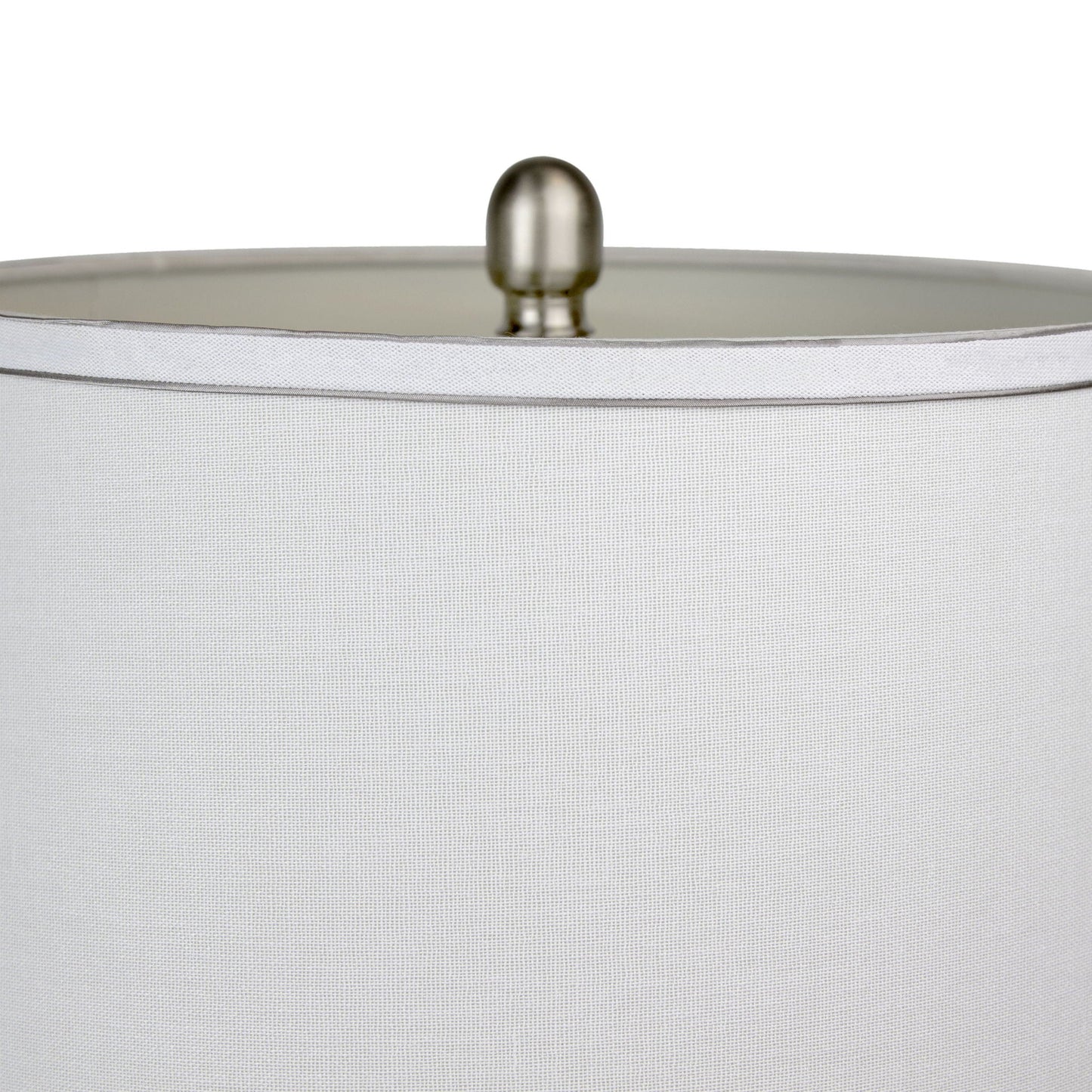 Cairo contemporary table lamp set of 2 with nickel finish finials on white shades on Tampa Home & Garden Store
