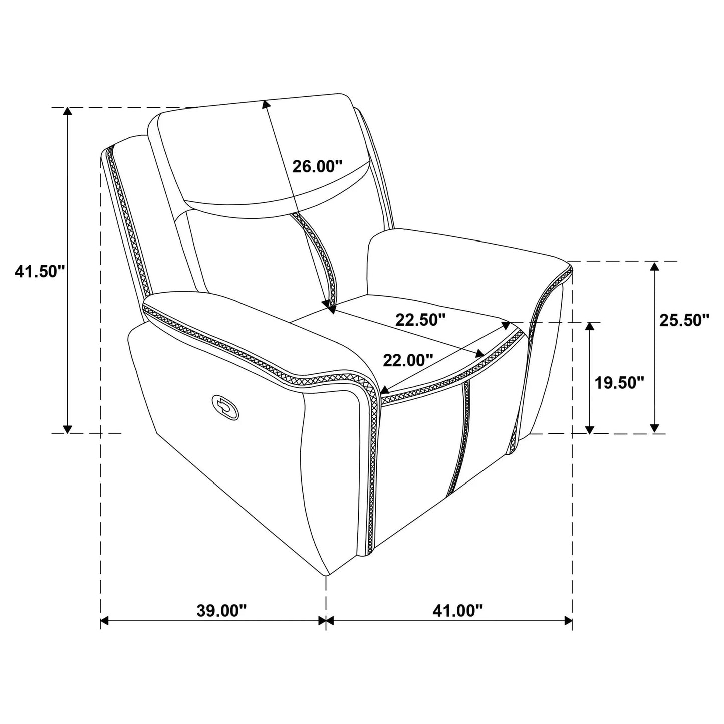 Brier blue recliner chair with manual recline and pillowtop arms by Unique Piece Furniture on Tampa Home & Garden Store
