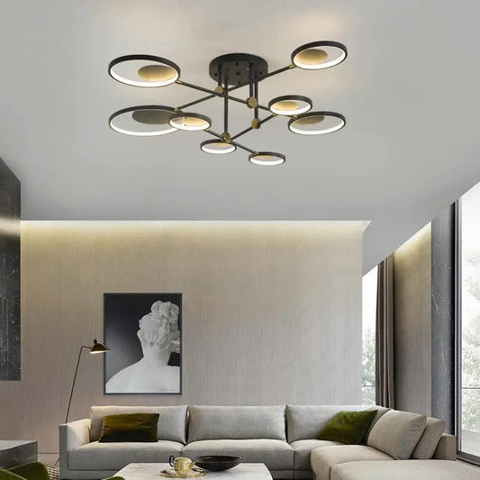 Nordic Living Room Net Red LED Ceiling Light black brass circular on Tampa Home & Garden Store