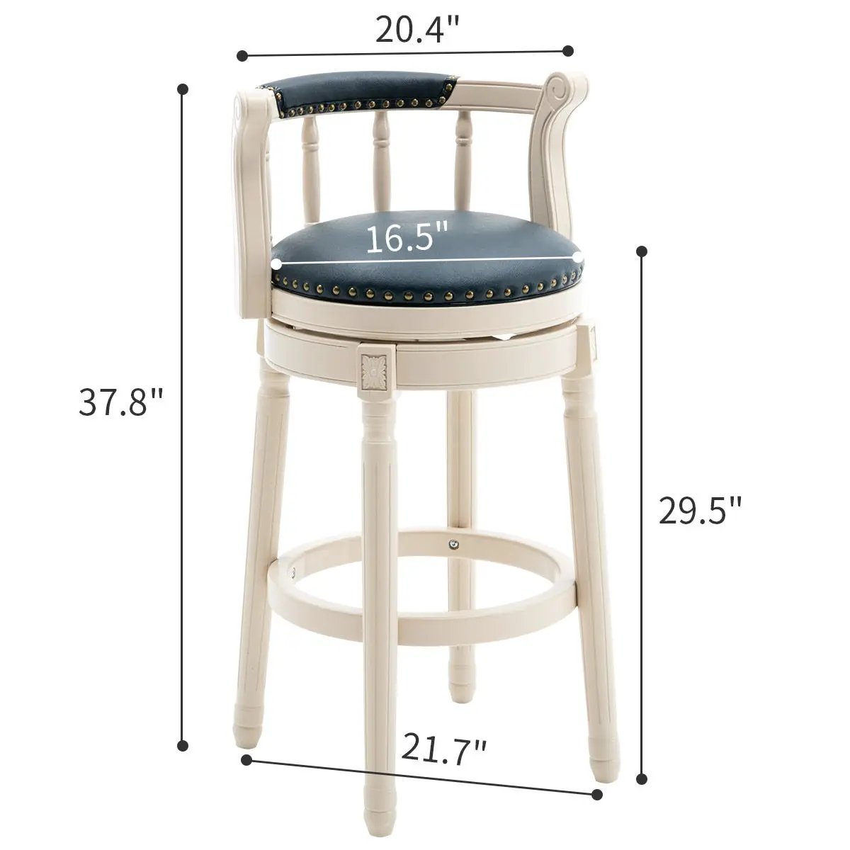 Wooden Bar Stool with Swivel and Contoured Back