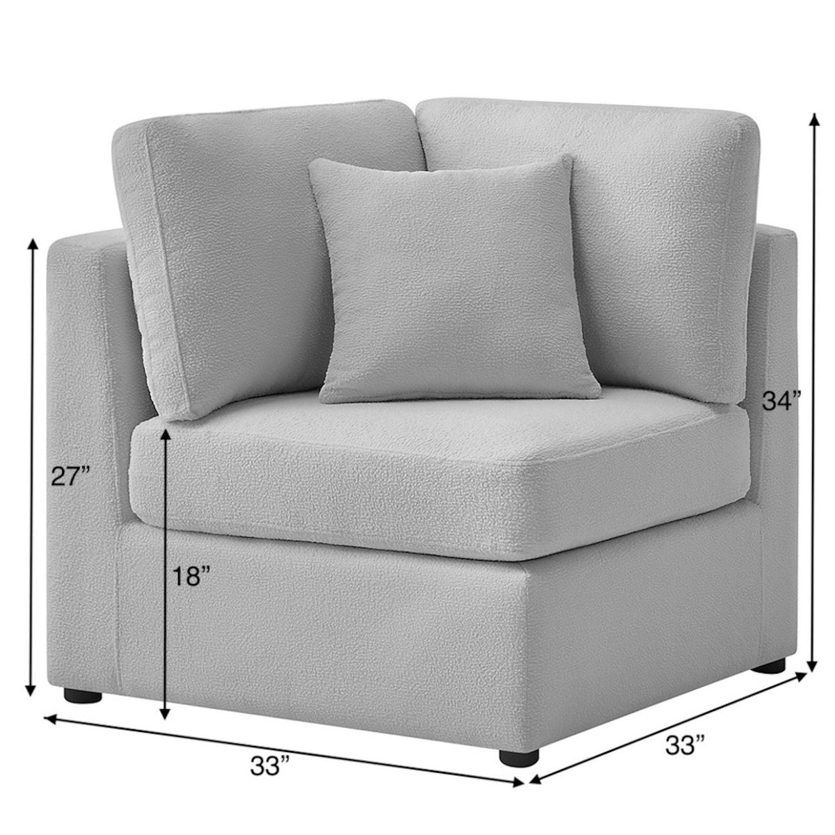 Corner wedge chair with reversible cushions in beige or gray fabric by HouseOfZazla on Tampa Home & Garden Store