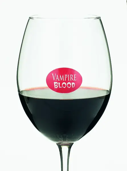 Halloween cocktail glass marker Vampire Blood sticker on wine glass on Tampa Home & Garden Store