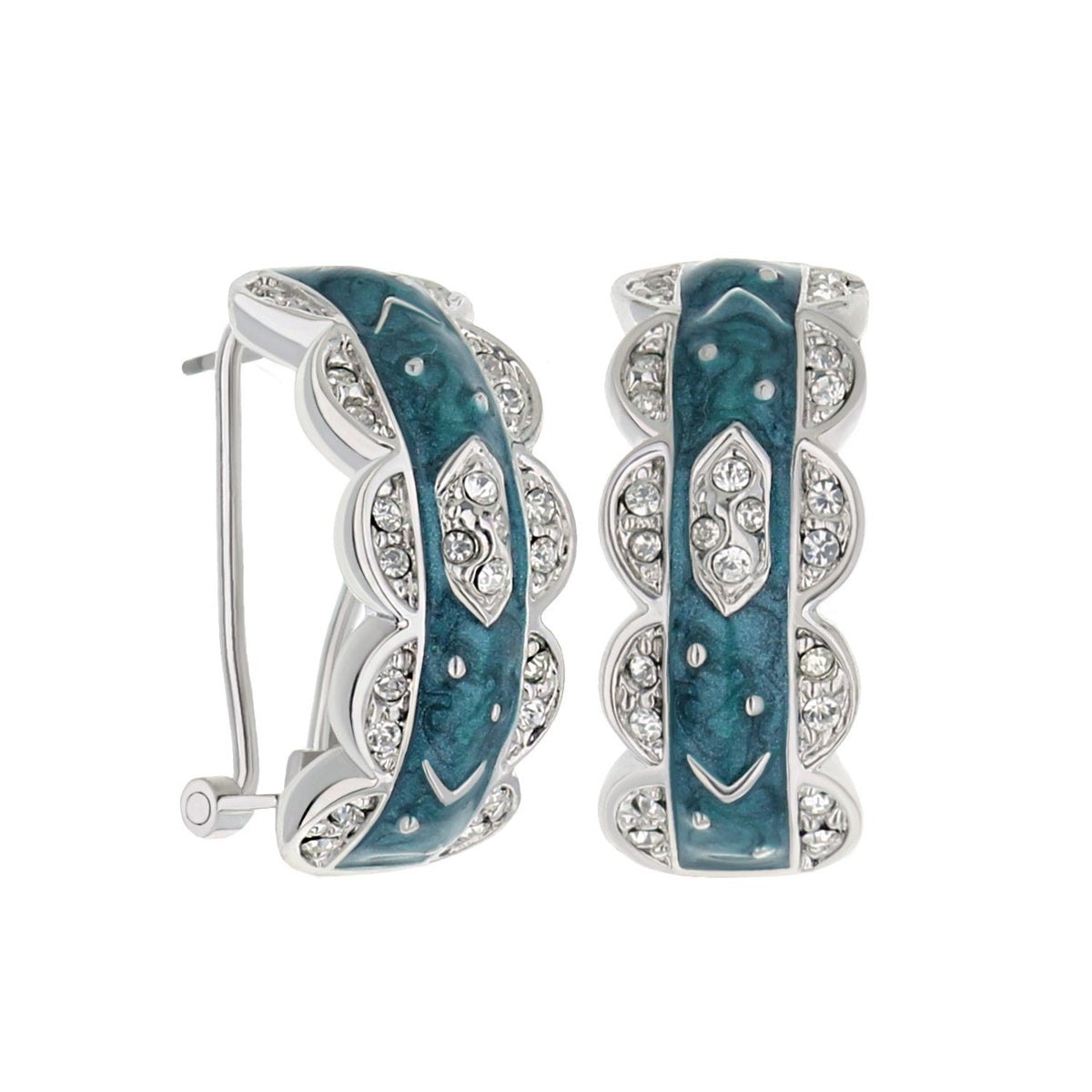 Lga French Clip Earrings by Lauren G Adams turquoise enamel with crystals in silver clip-on on Tampa Home & Garden Store