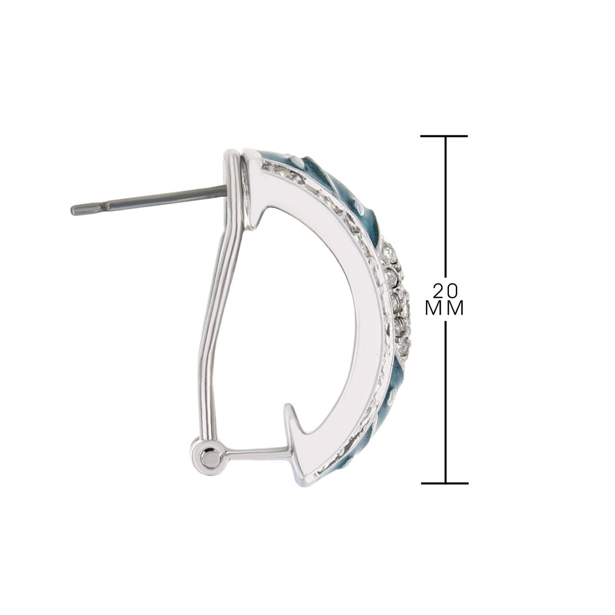 Lga French Clip Earrings by Lauren G Adams, silver-tone hoop with blue enamel and crystal pave on Tampa Home & Garden Store