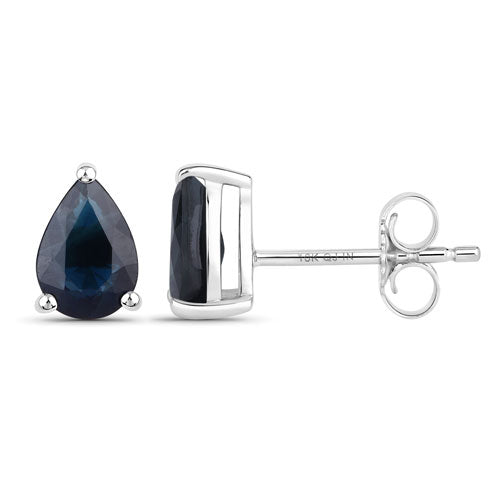 Earrings: 1.60ct blue sapphire pear-cut studs in 10K white gold by Bids.com butterfly backs on Tampa Home & Garden Store