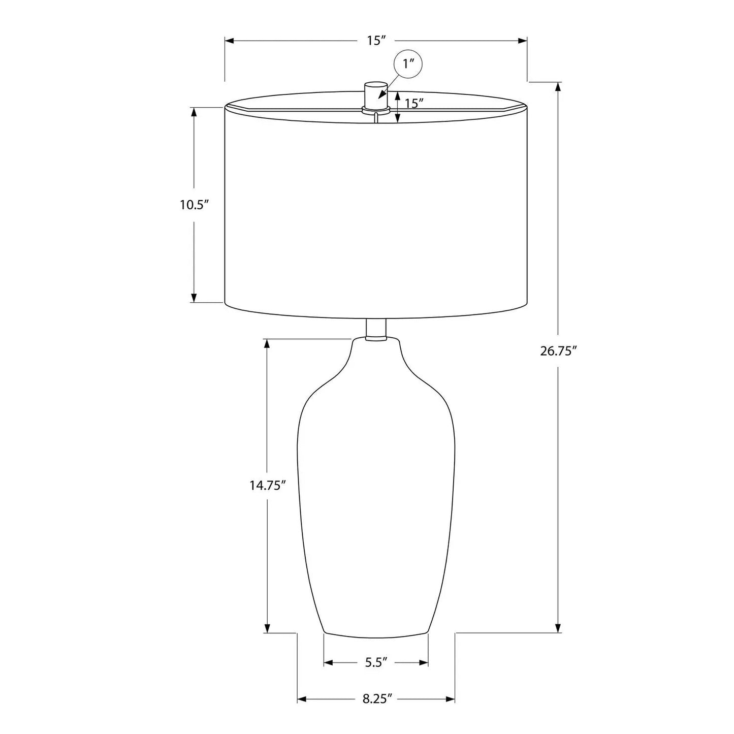 Table lamp schematic in gray ceramic resin, contemporary style; height 26.75 in, shade 15 in on Tampa Home & Garden Store