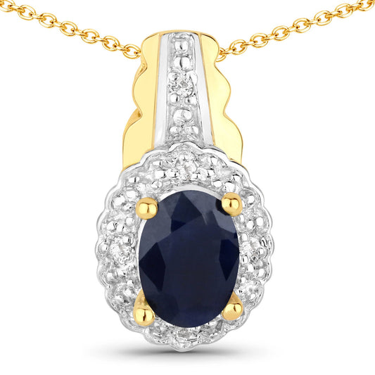 1.96ct sapphire and white topaz pendant set in gold and sterling silver, oval blue center on Tampa Home & Garden Store
