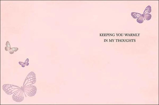 Notion Card Feel Better Soon Get Well Card pink butterfly greeting card with warm thoughts on front on Tampa Home & Garden Store