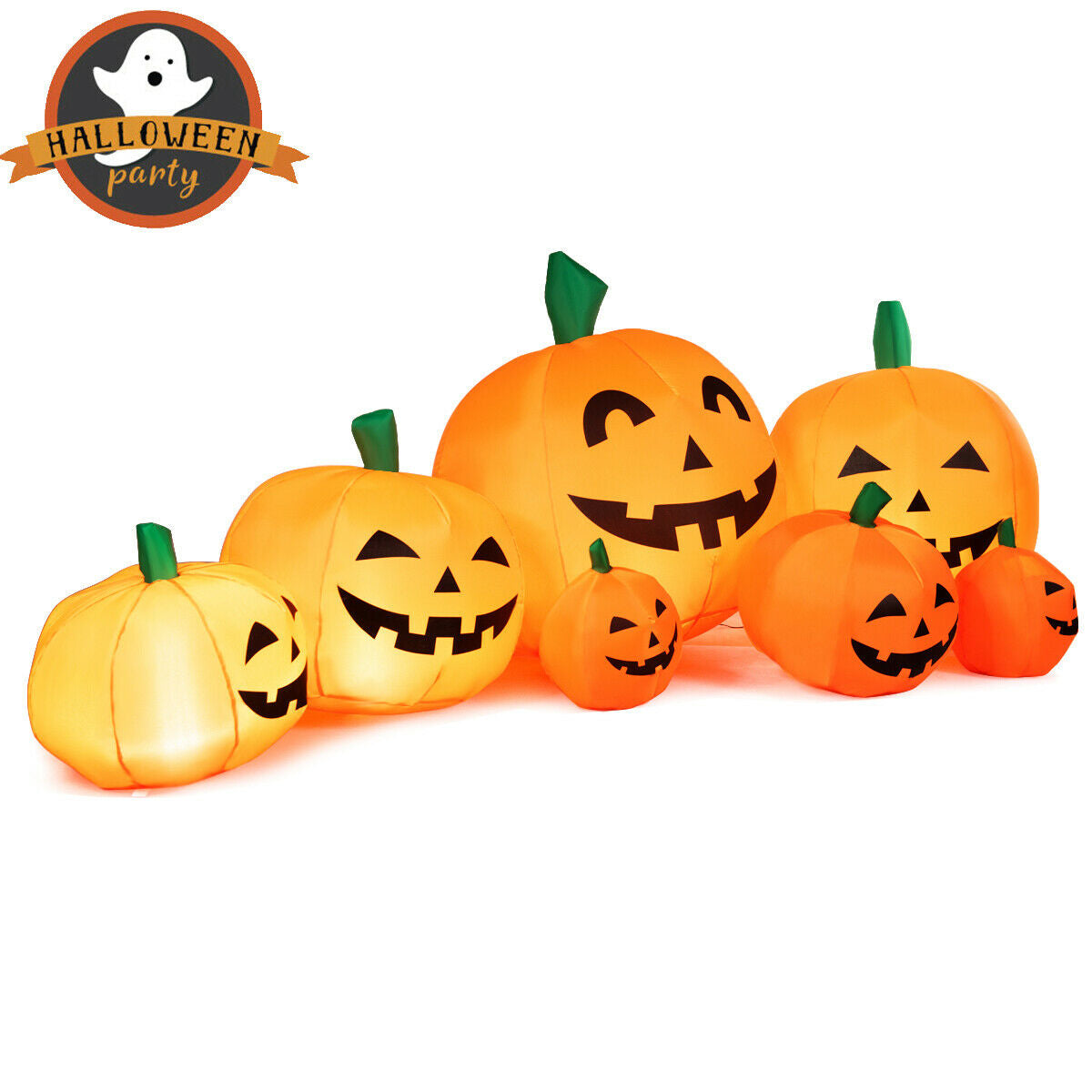 7.5 Feet Halloween Inflatable 7 Pumpkins Patch with LED Lights DirectDeals, party decor on Tampa Home & Garden Store