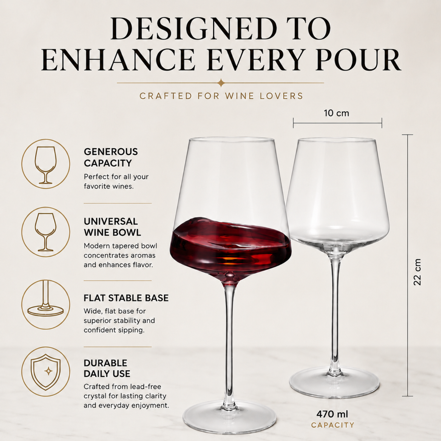Classica Clear Stemmed Wine Glasses Set of 2