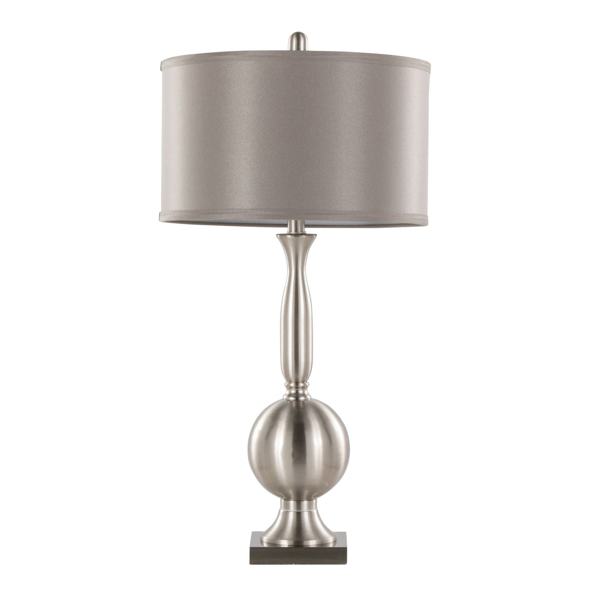 Joan contemporary table lamp nickel finish with gray satin shade HouseOfZazla on Tampa Home & Garden Store