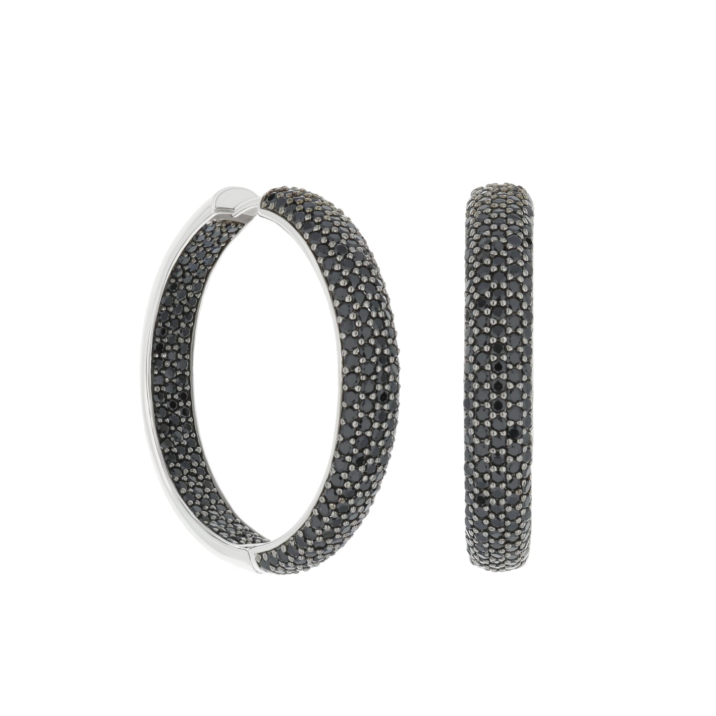 Glamour Pave Wide Domed Huggie hoop earrings in black pavé, Lauren G Adams on Tampa Home & Garden Store