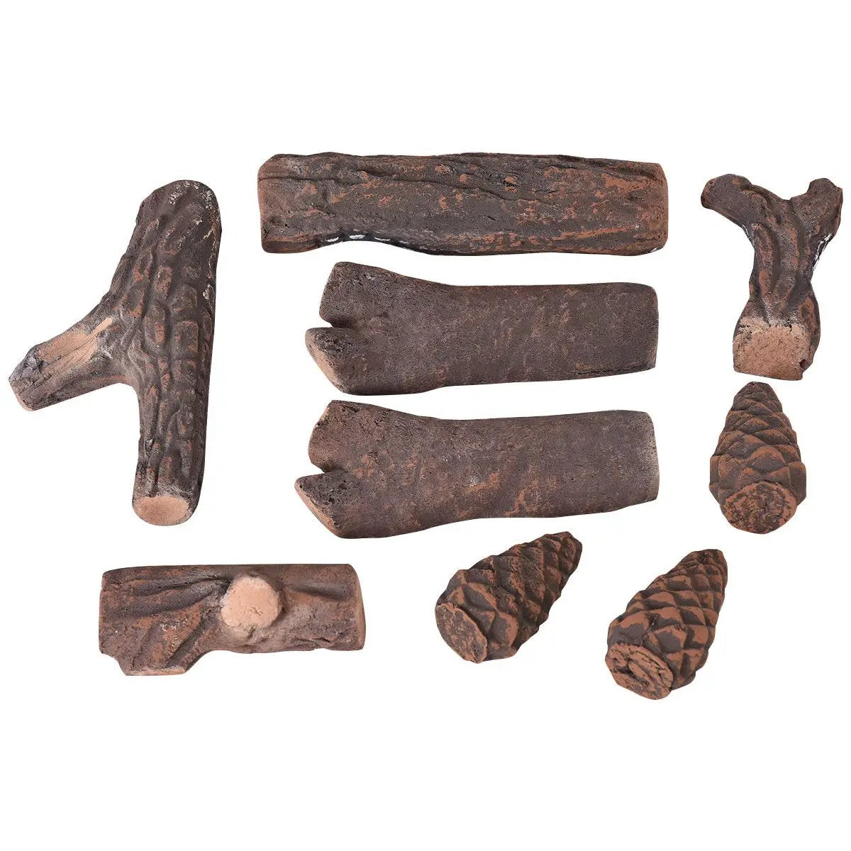 Ceramic fireplace propane log set imitation wood 9-piece DirectDeals on Tampa Home & Garden Store