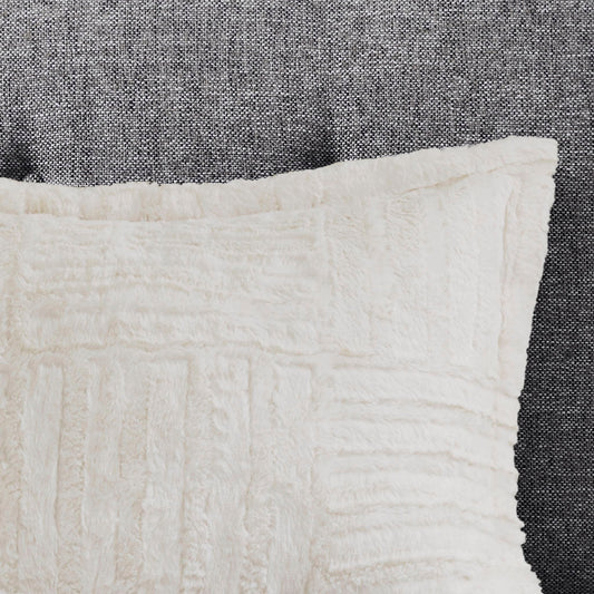 Twin Fur Down Alternative Comforter Mini Set ivory plush quilt on textured gray backdrop on Tampa Home & Garden Store