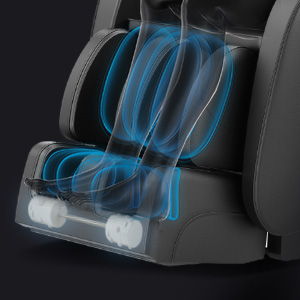 HouseOfZazla black massage chair with blue illuminated shiatsu rollers on Tampa Home & Garden Store