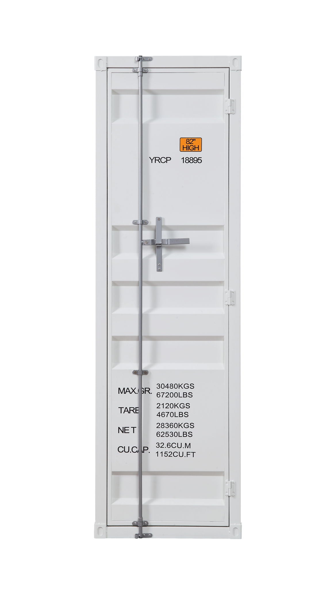 Cargo Wardrobe white metal triple wardrobe door with vertical locking rod and hinges on Tampa Home & Garden Store