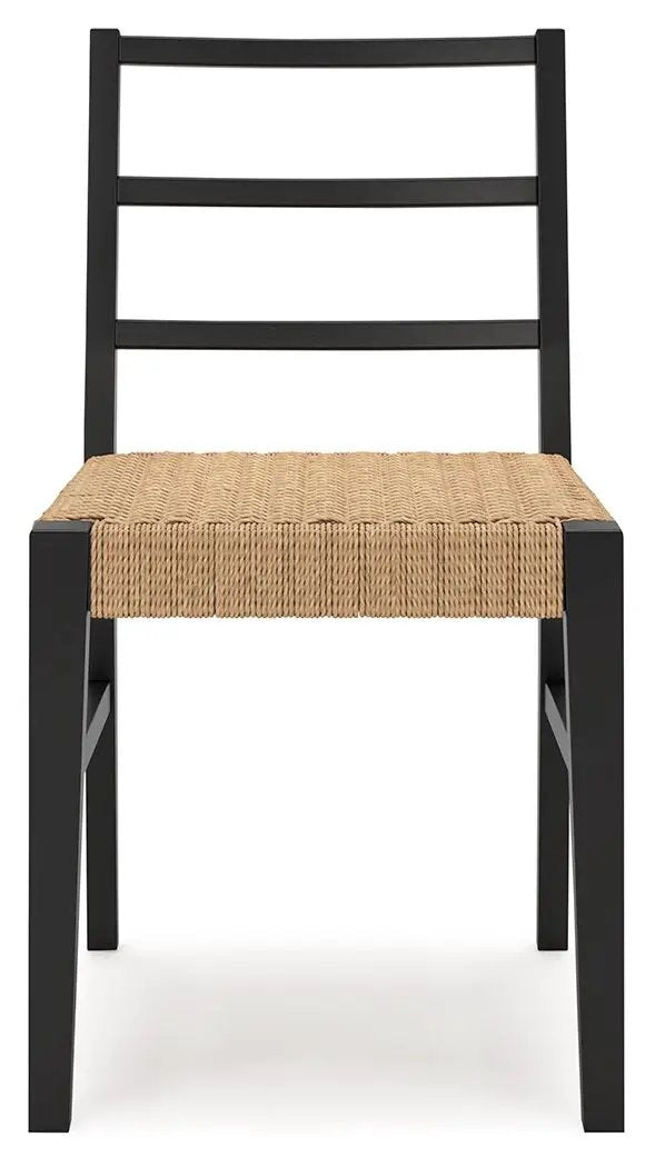Isanti dining room side chair set of 2, black frame with natural woven seat on Tampa Home & Garden Store