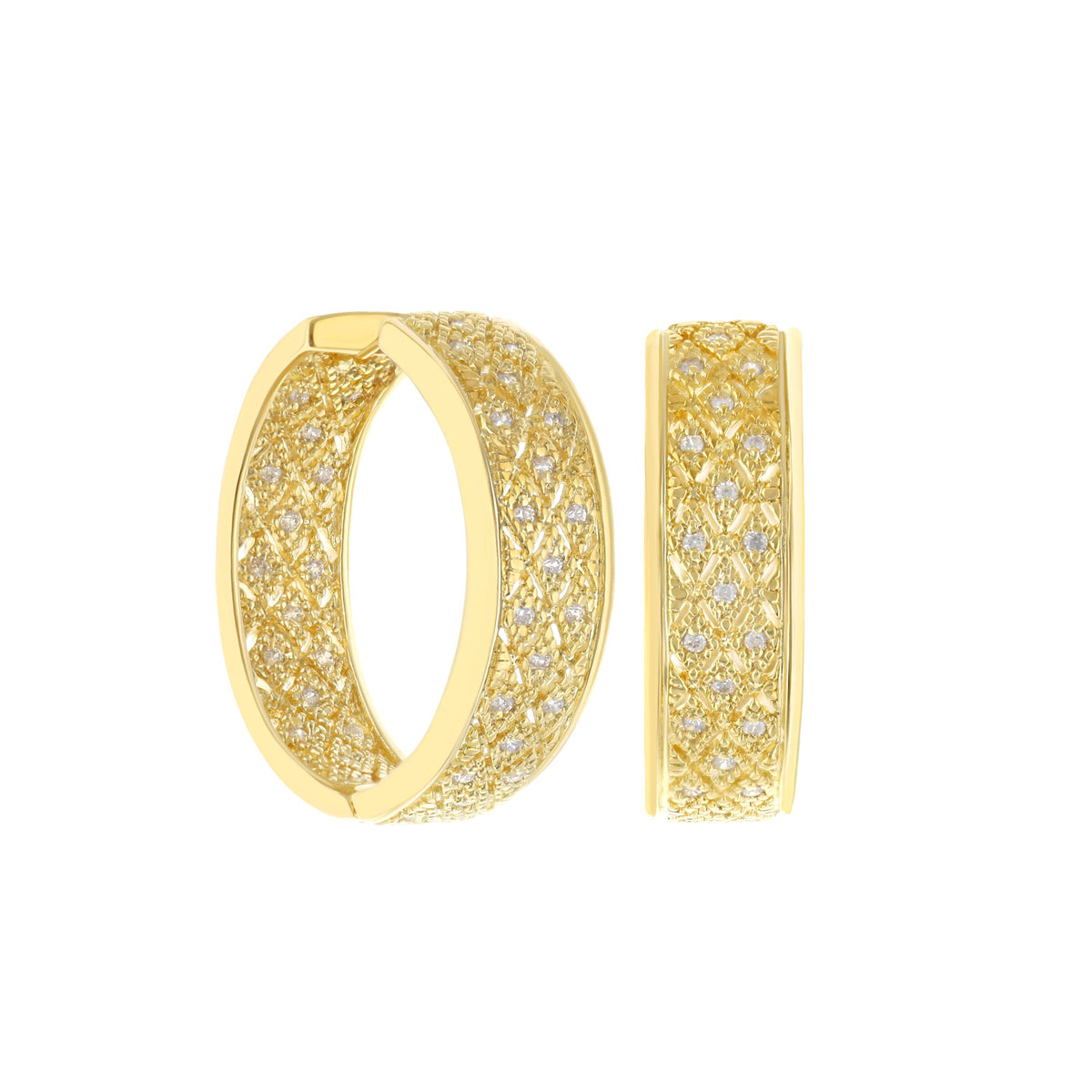 Pair of gold-tone hoop earrings with pavé diamond detailing by Lauren G Adams on Tampa Home & Garden Store