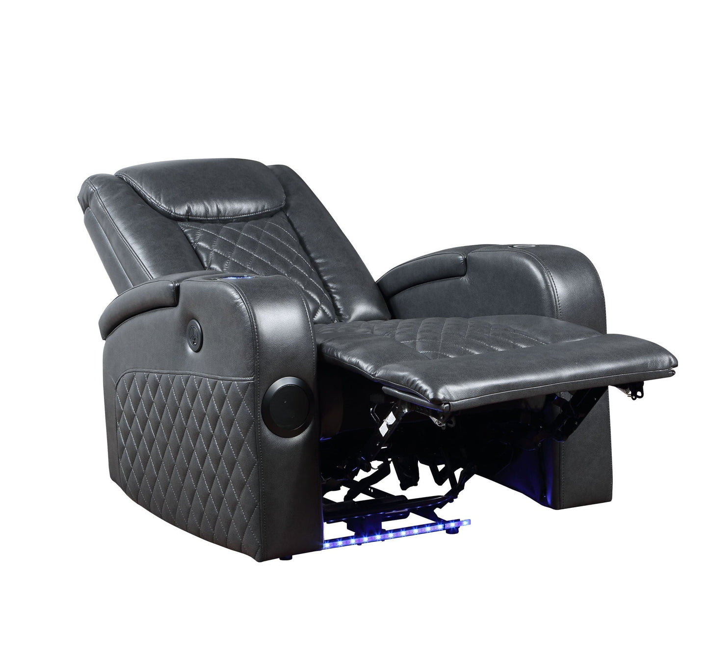 Alair Power Motion Recliner Bluetooth wireless charger black quilted leather HouseOfZazla on Tampa Home & Garden Store