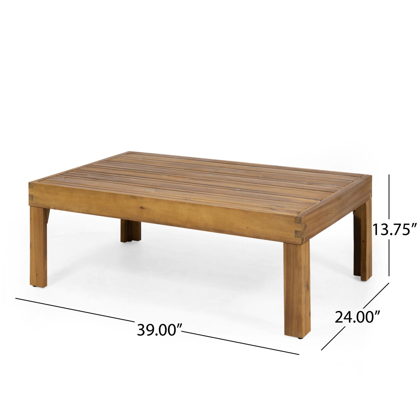 Teak outdoor coffee table from HouseOfZazla 2-piece patio set, beige finish on Tampa Home & Garden Store