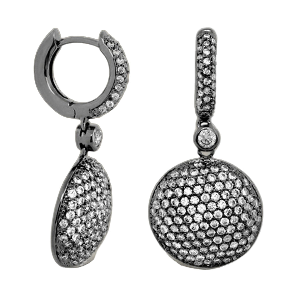 Glamour Pave Medallion Earrings pair by Lauren G Adams, pavé crystal drops in silver-tone metal on Tampa Home & Garden Store