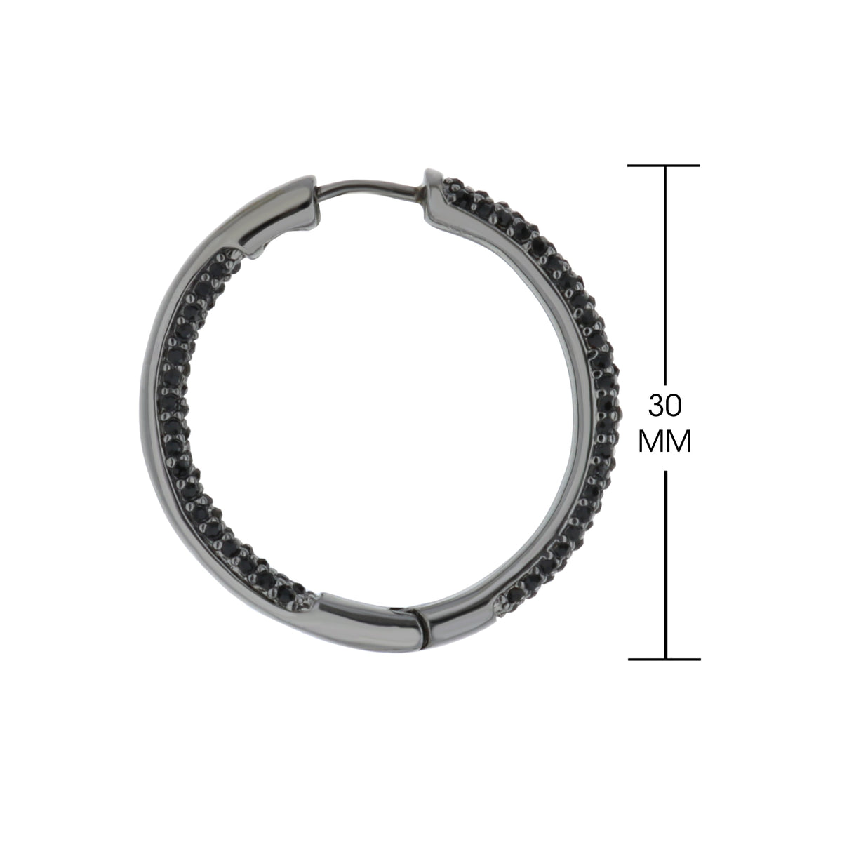 Pave hoop earrings in silver-tone metal with black pave stones, Lauren G Adams brand on Tampa Home & Garden Store