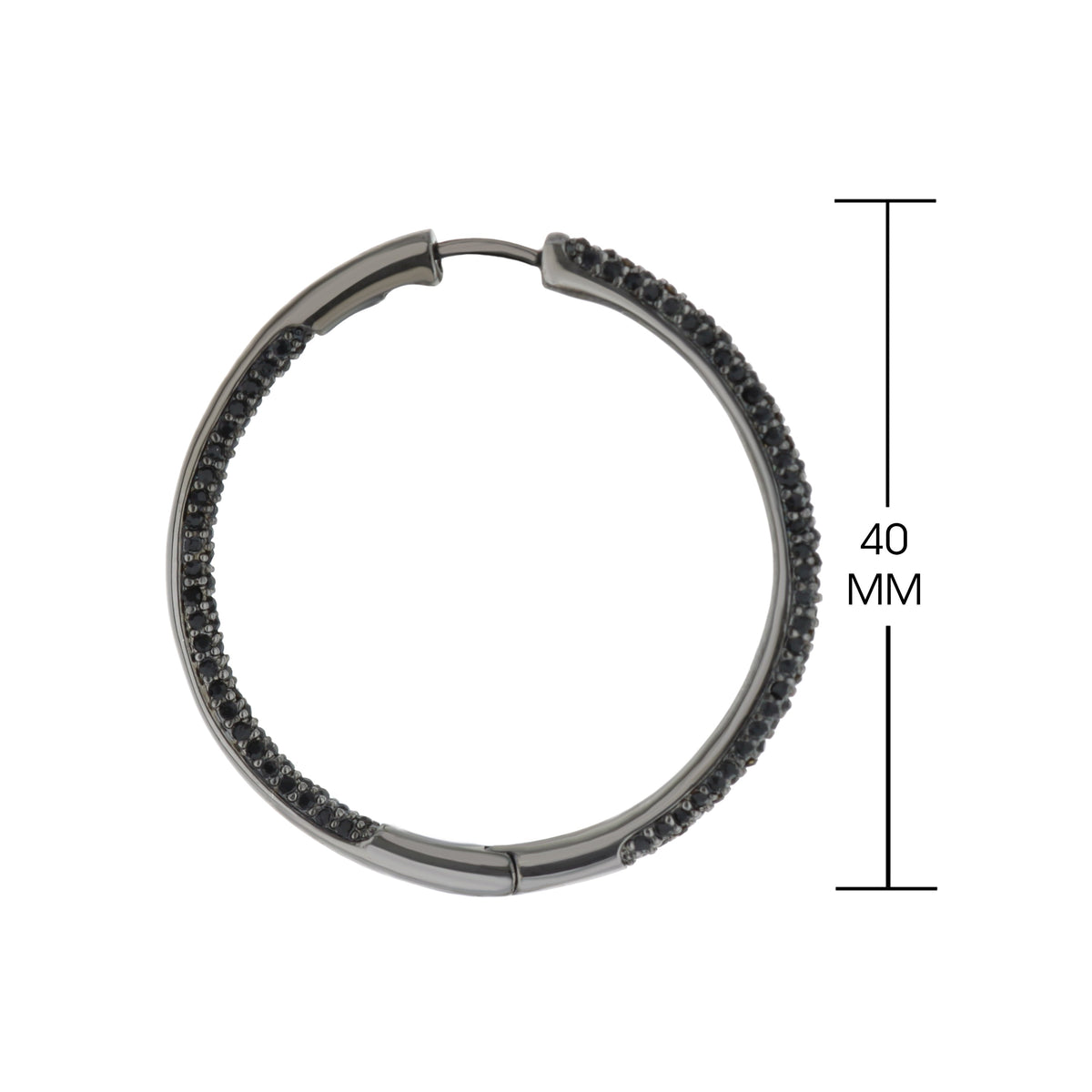 Pave Hoop Earrings Lauren G Adams, black pavé stones, silver-tone metal on Tampa Home & Garden Store
