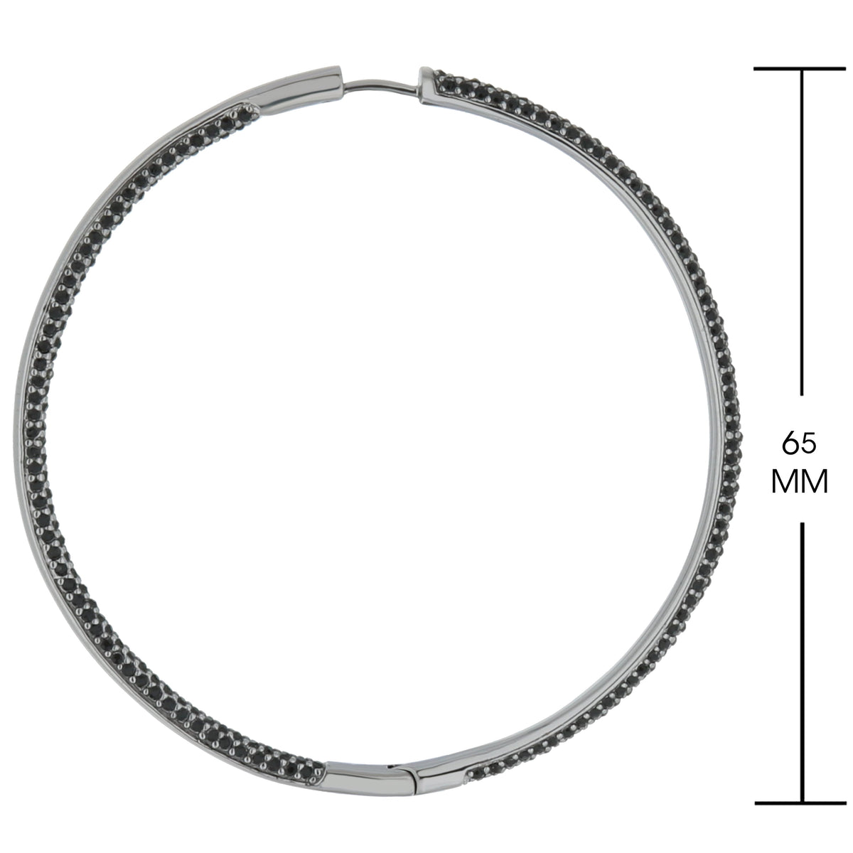 Pave Hoop Earrings by Lauren G Adams, silver-tone with black pavรฉ stones, 65mm on Tampa Home & Garden Store