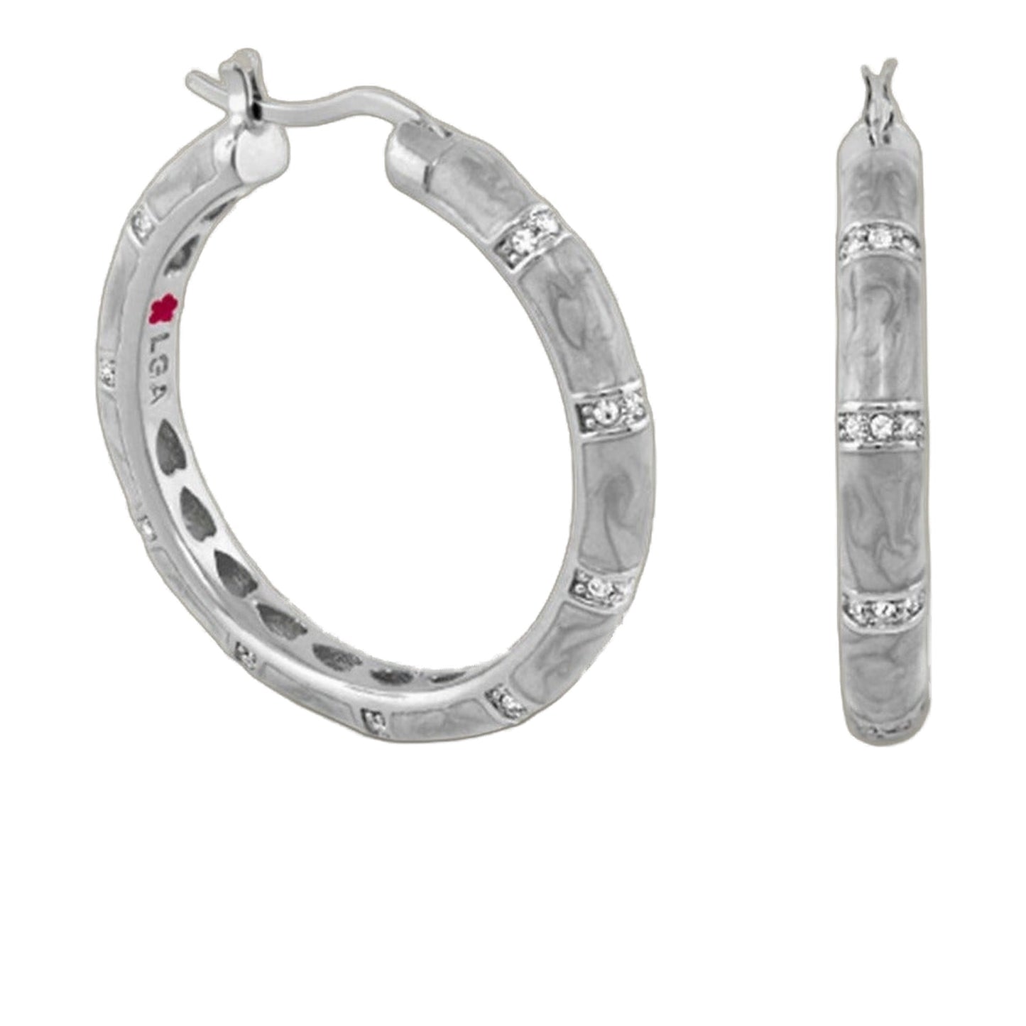 Santa Barbara Earrings by Lauren G Adams, silver hoop with pavé diamonds on Tampa Home & Garden Store