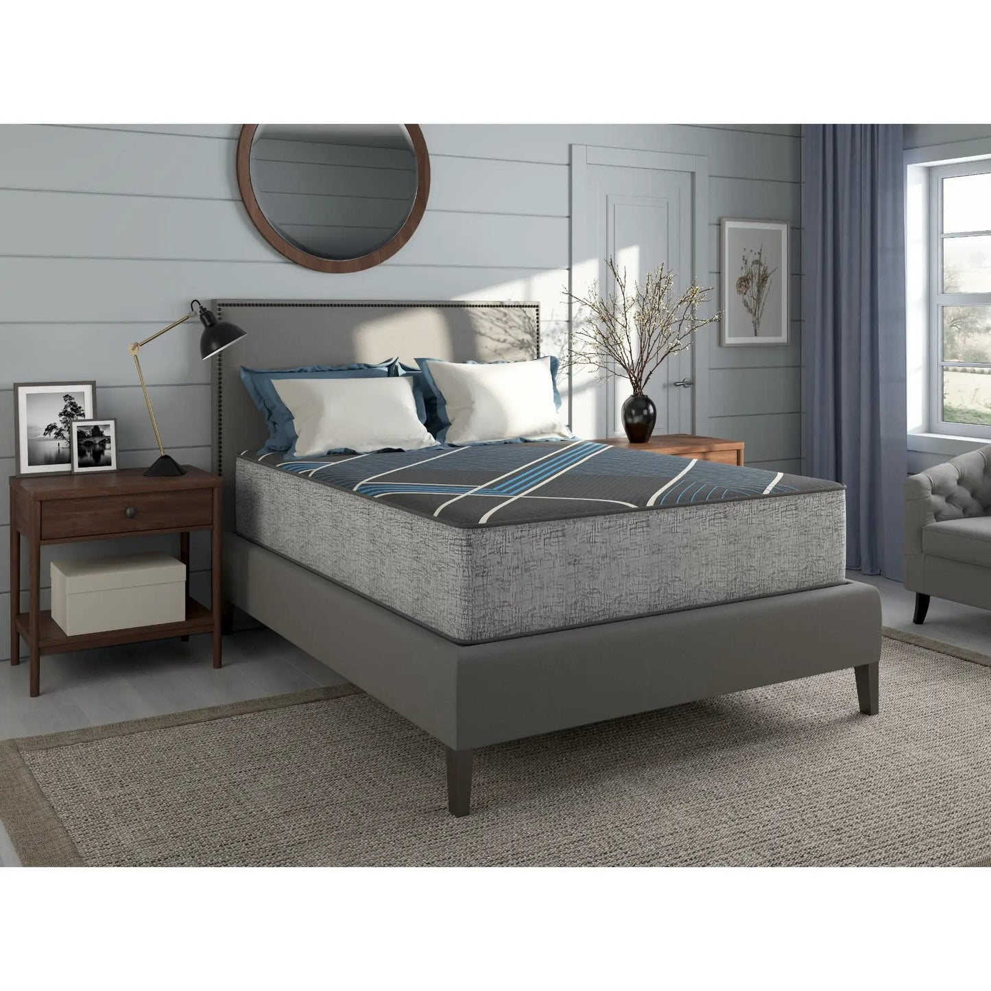 Tempagel 13-Inch Lux Firm Mattress with Advanced Cooling hybrid by Unique Piece Furniture in room on Tampa Home & Garden Store